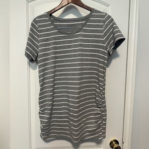 BumpStart Motherhood Maternity Gray Stripe Tee - Large